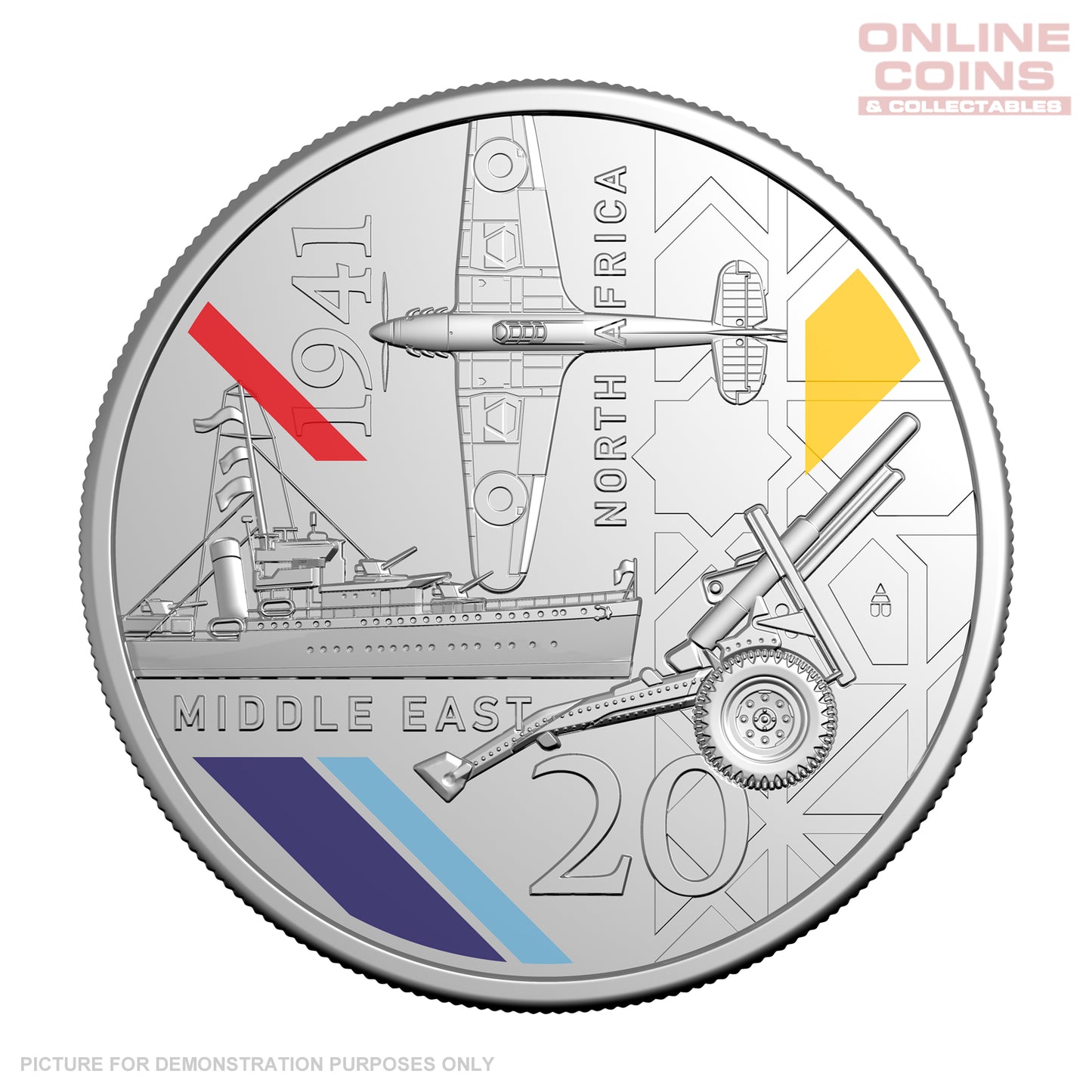 2026 20c Coloured Uncirculated - 1941 Service Amid Strife - North Africa and The Middle East