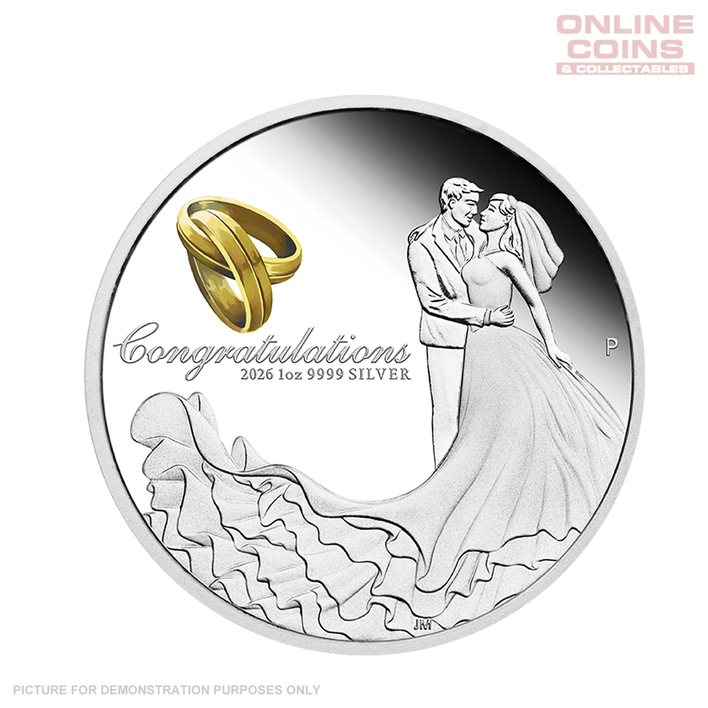 2026 Perth Mint Wedding 1oz 99.99% Silver Proof Coin
