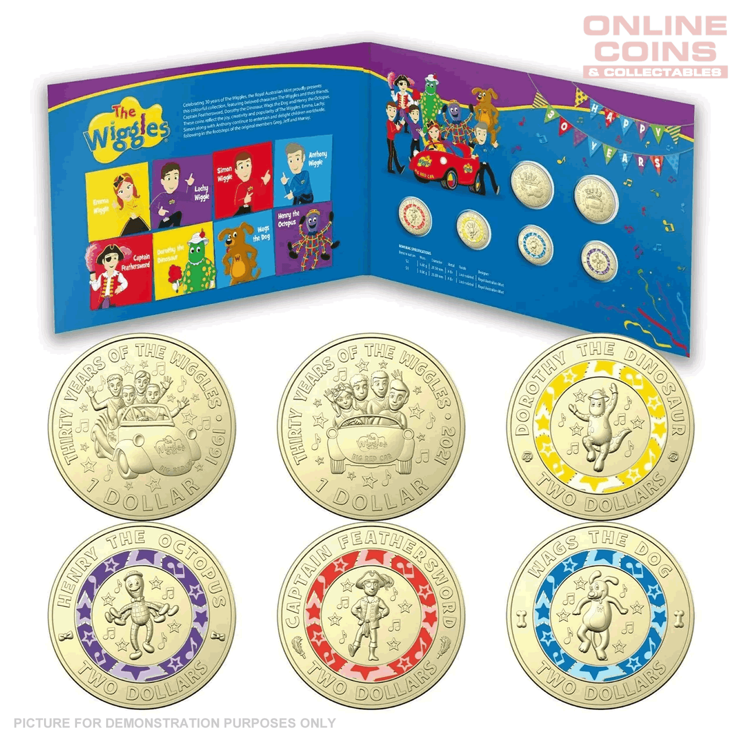 2021 Royal Australian Mint 6 Coin Collection Folder - 30 Years Of The Wiggles