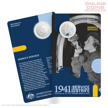 2026 20c Coloured Uncirculated - 1941 Service Amid Strife - Women's Service