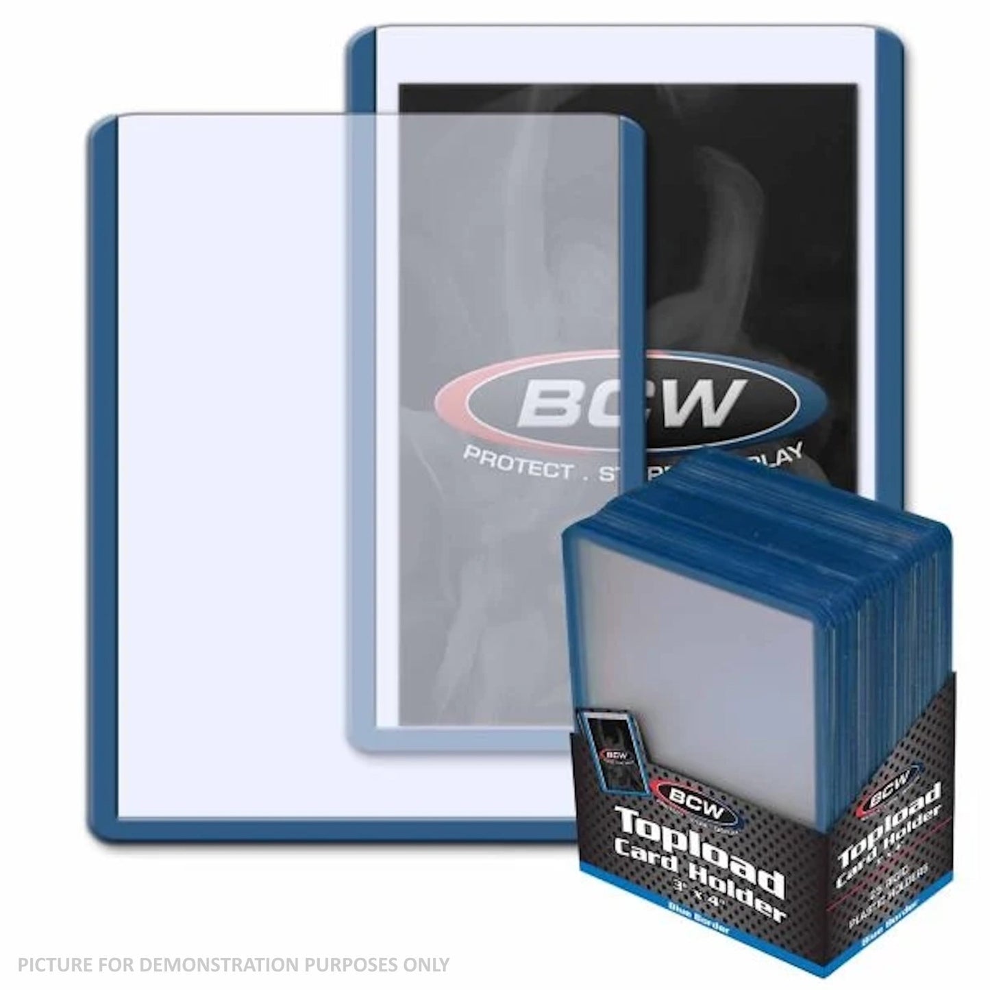 BCW BLUE Border Toploaders 3" X 4" - PACK OF 25