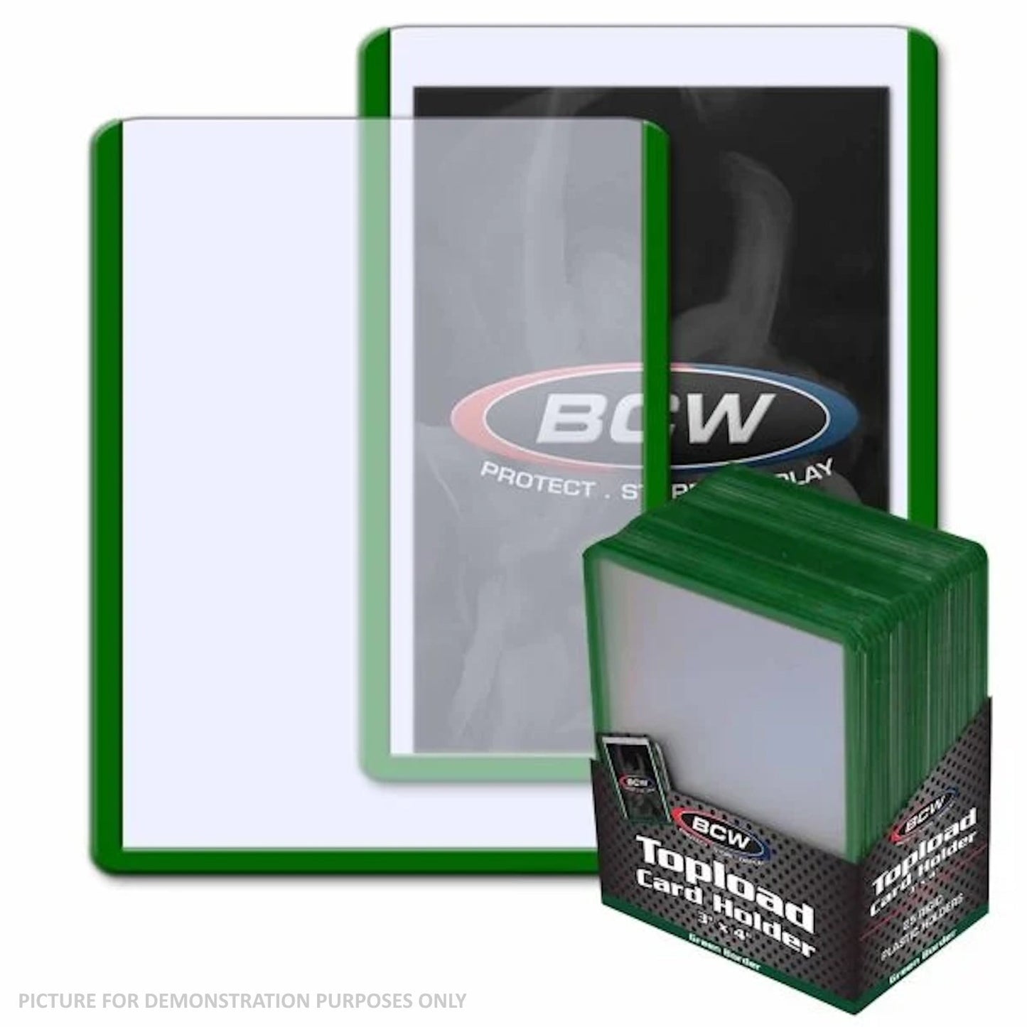 BCW GREEN Border Toploaders 3" X 4" - PACK OF 25