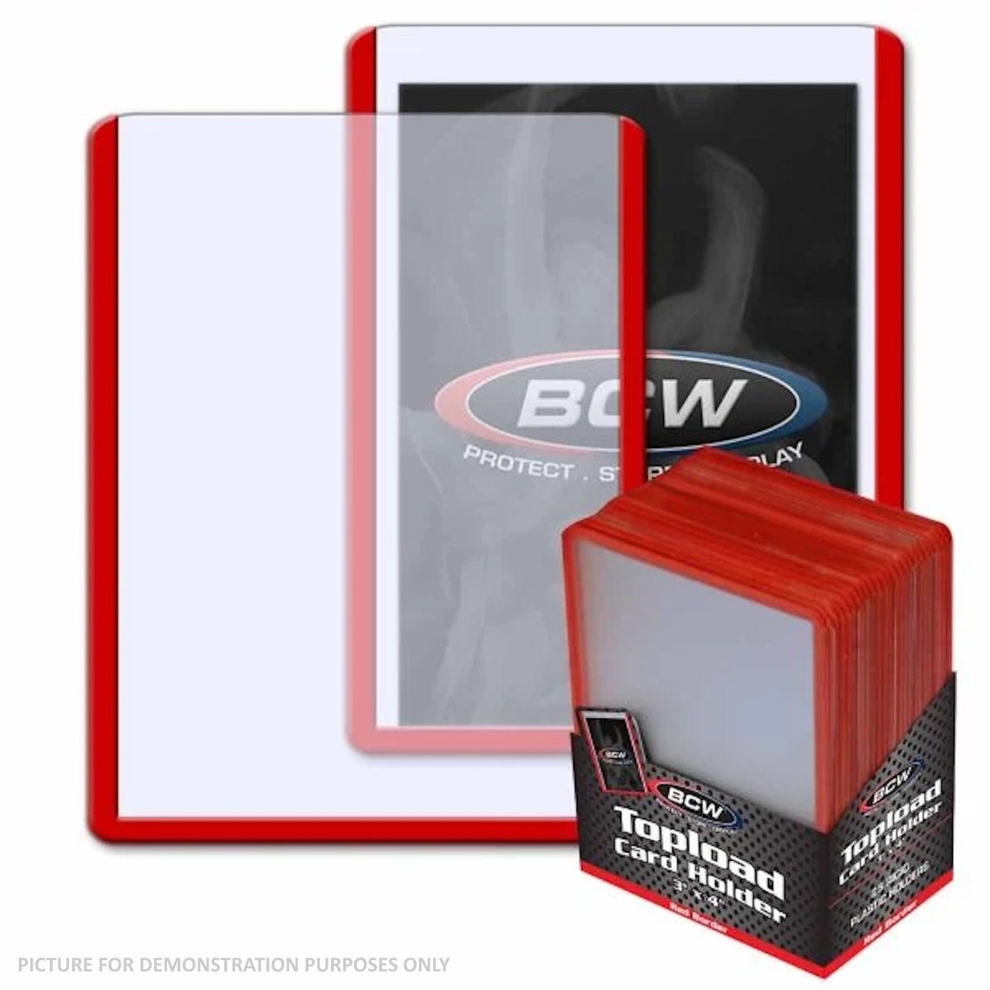 BCW RED Border Toploaders 3" X 4" - PACK OF 25