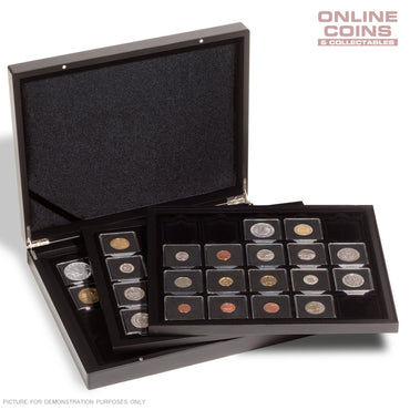 Lighthouse Volterra Trio Presentation Case with 3 Wooden Trays Suits Quadrum Capsules And 2x2 Coin Holders- BLACK