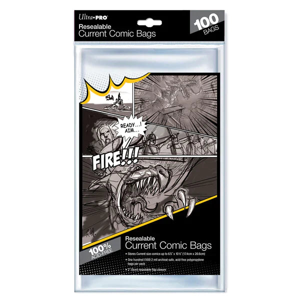 Ultra Pro CURRENT Size RESEALABLE Comic Bags - Packet of 100