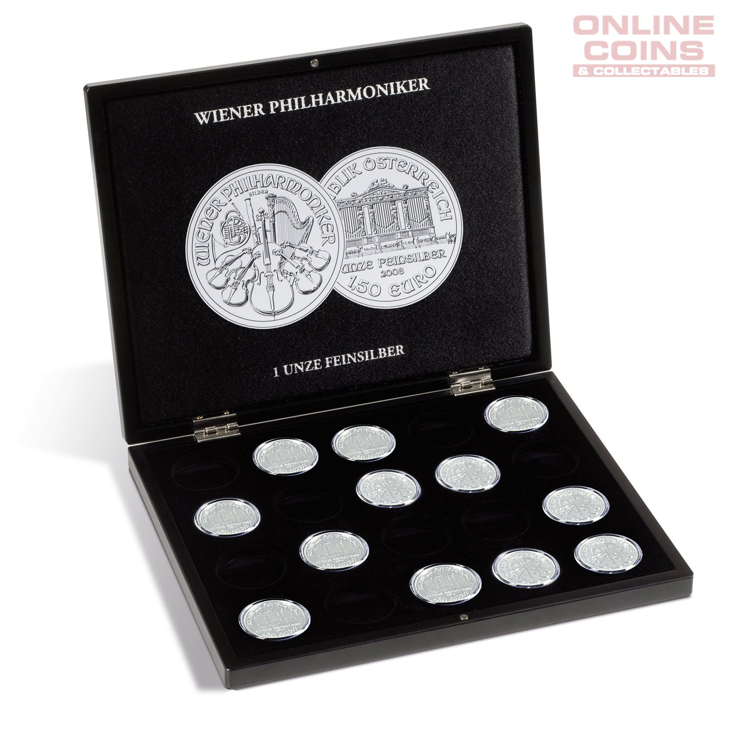 Lighthouse Presentation Case for 20 Philharmonic Silver Coins in Capsules - Black