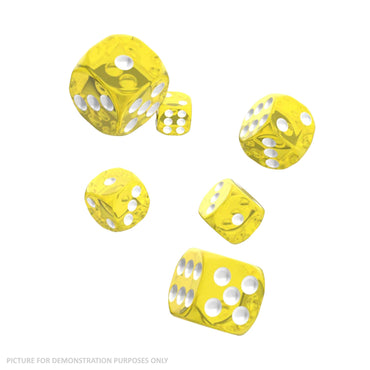 Oakie Doakie D6 Dice 16mm (12) - TRANSLUCENT YELLOW