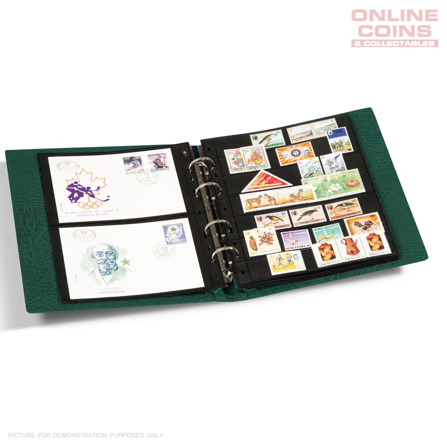 Lighthouse - OPTIMA F Binder and Slipcase for Coins, Stamps & Banknotes - GREEN