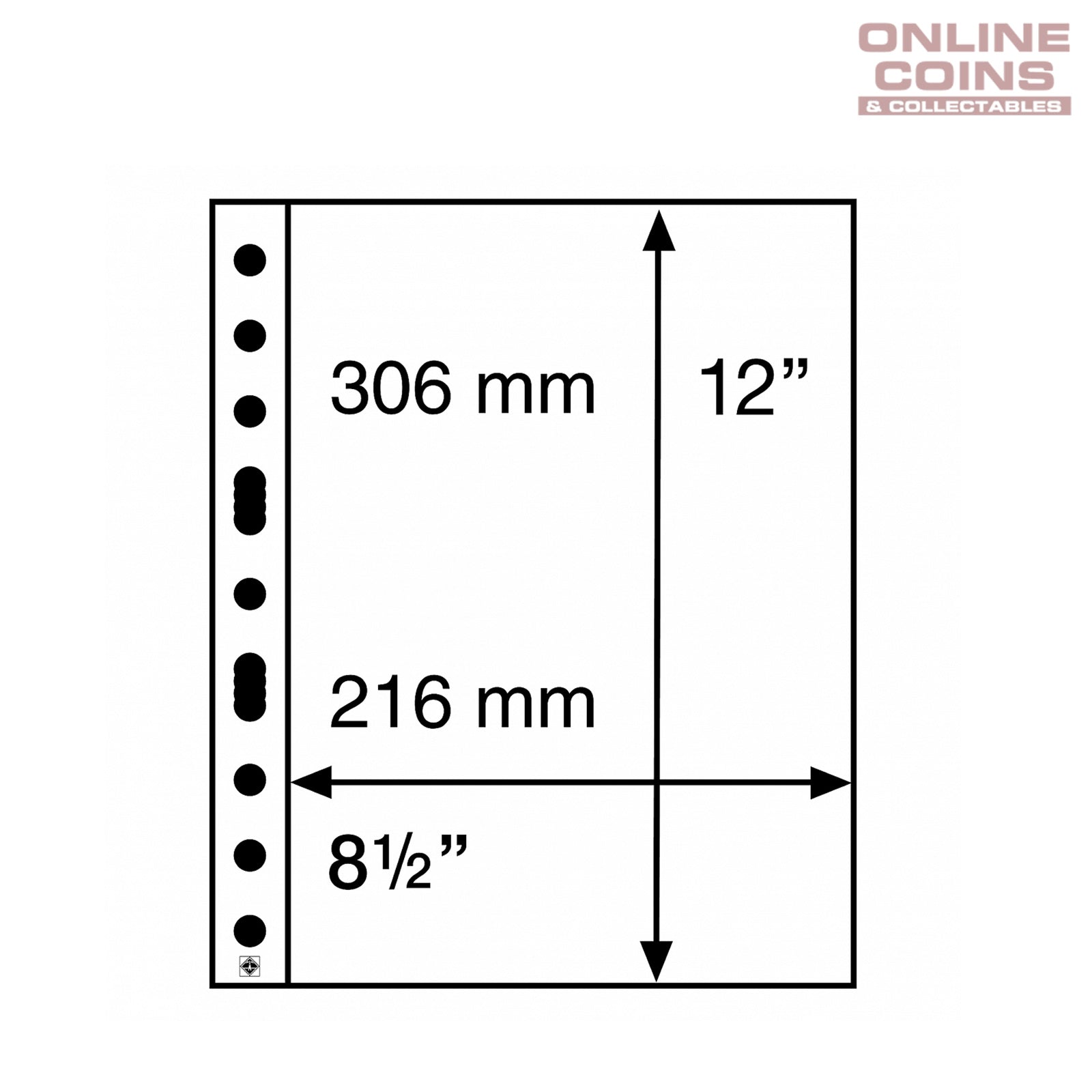 Lighthouse - SH312-1C Clear Album Pages For Banknotes and Stamps - Suits Grande Albums Packet of 50