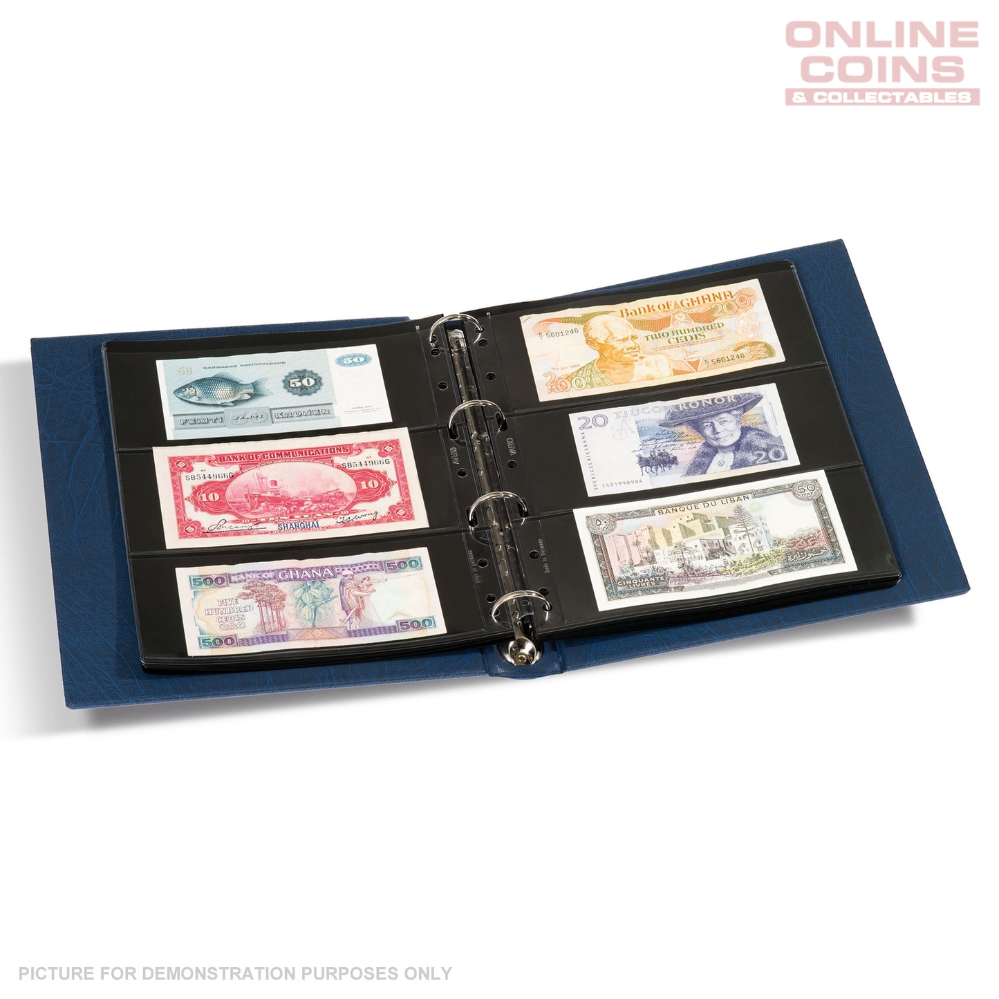 Lighthouse - Vario F Banknotes and Stamps Album With Slipcase, Pages and Black Interleaves - Blue