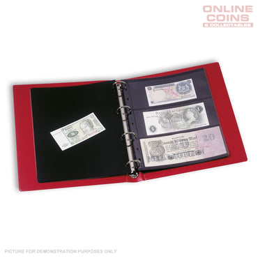 Lighthouse - Vario F Banknotes and Stamps Album With Slipcase, Pages and Black Interleaves - Red