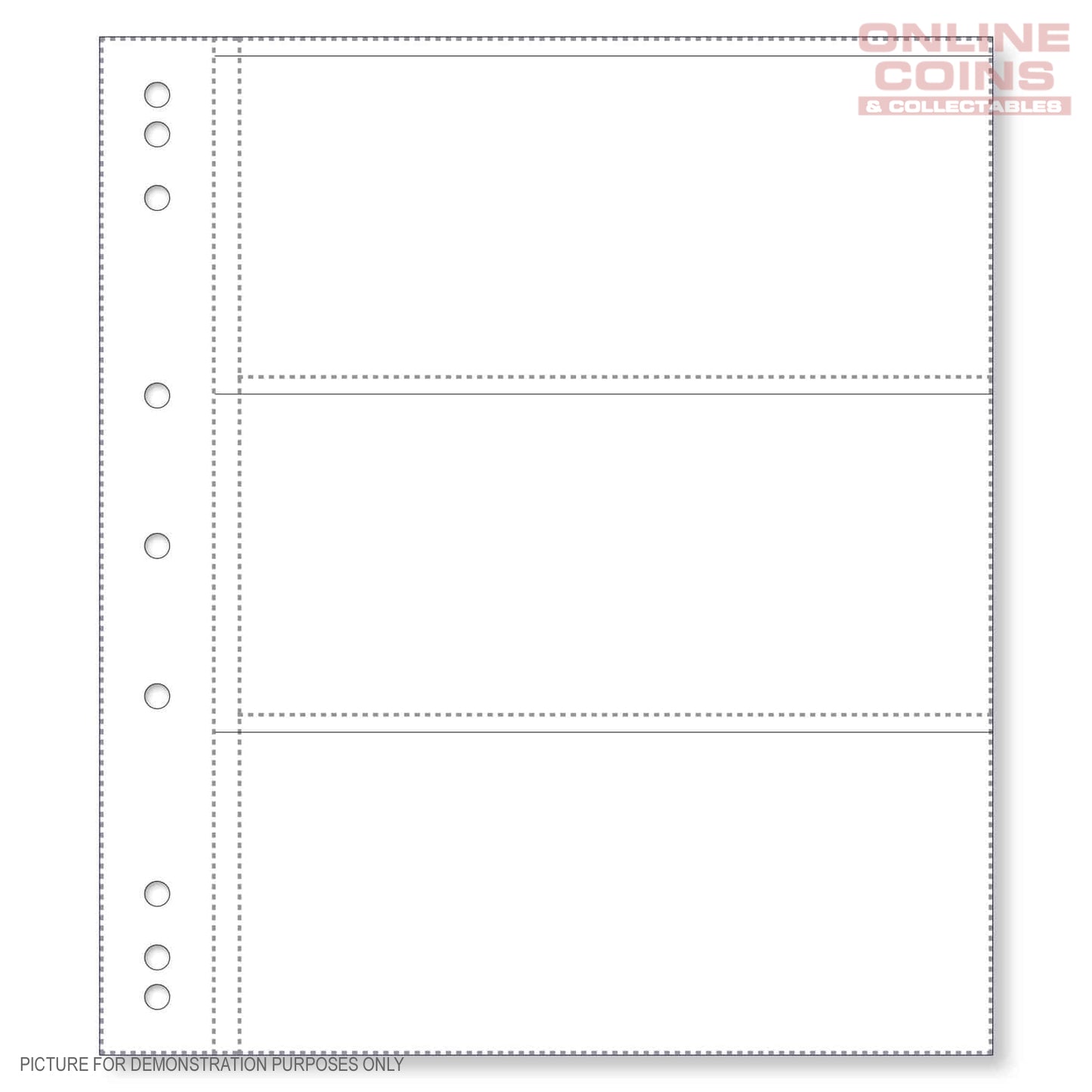 Renniks Banknote Album Plastic Refill Pages - 3 Pockets - Pack of 10