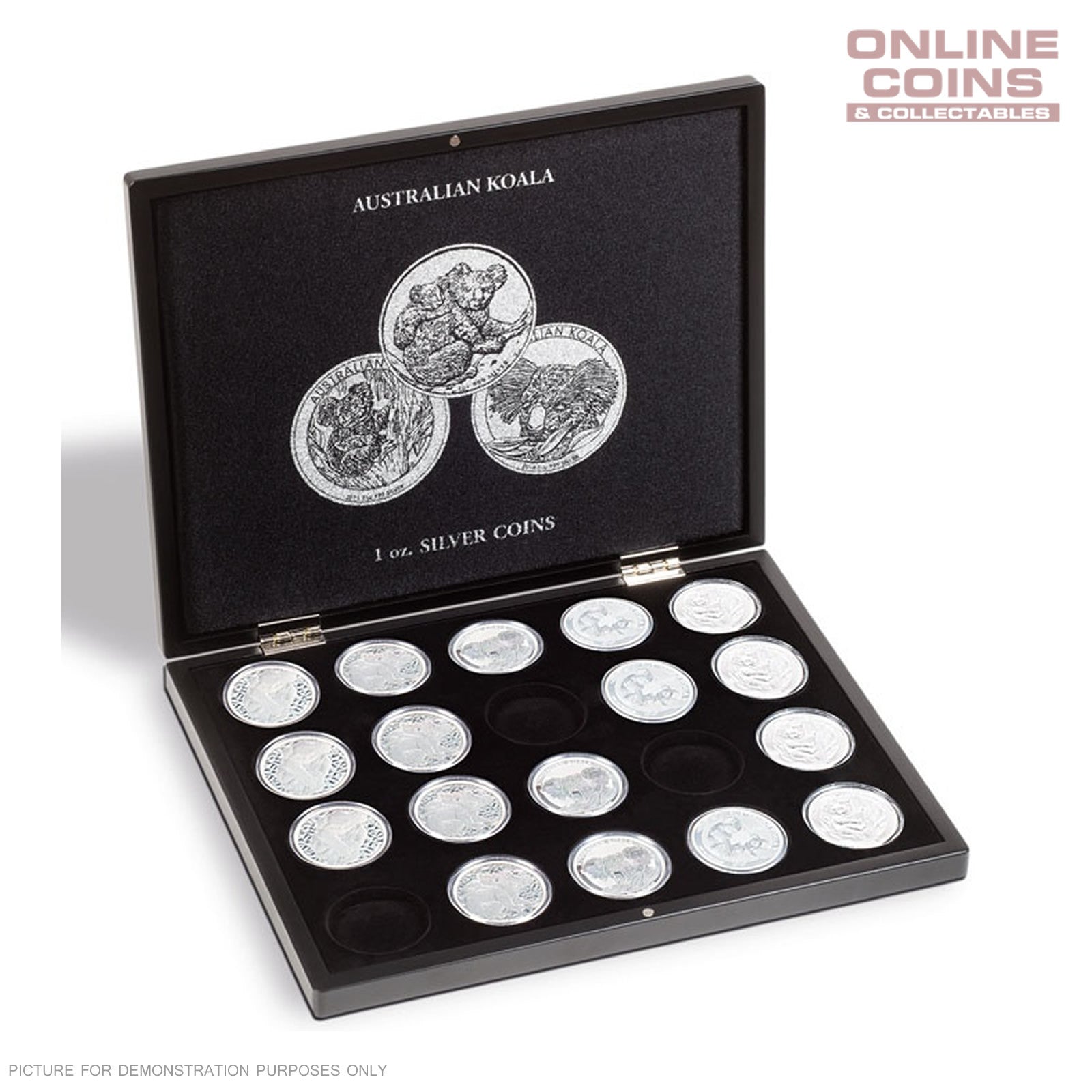 Lighthouse Presentation Case for 20 Koala Silver Coins in Capsules - Black