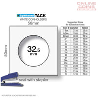 Lighthouse TACK 32.5mm Staple 2"x2" Coin Holders - Protection For Your Coins (Suitable For Australian ROUND 50c Coins And Pennies)