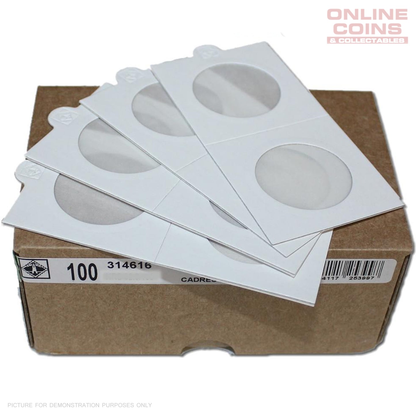 Lighthouse MATRIX WHITE Self-Adhesive Coin Holders x 100, 37.5mm Pack of 100