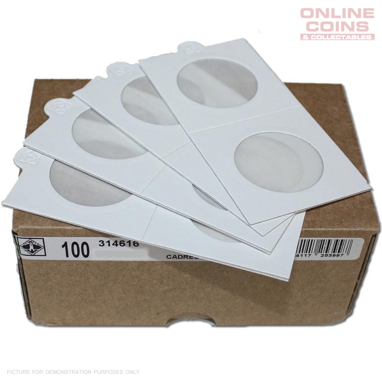 Lighthouse MATRIX WHITE Self-Adhesive Coin Holders x 100, 35mm Pack of 100 (Suitable For Standard Australian 50c Coins)