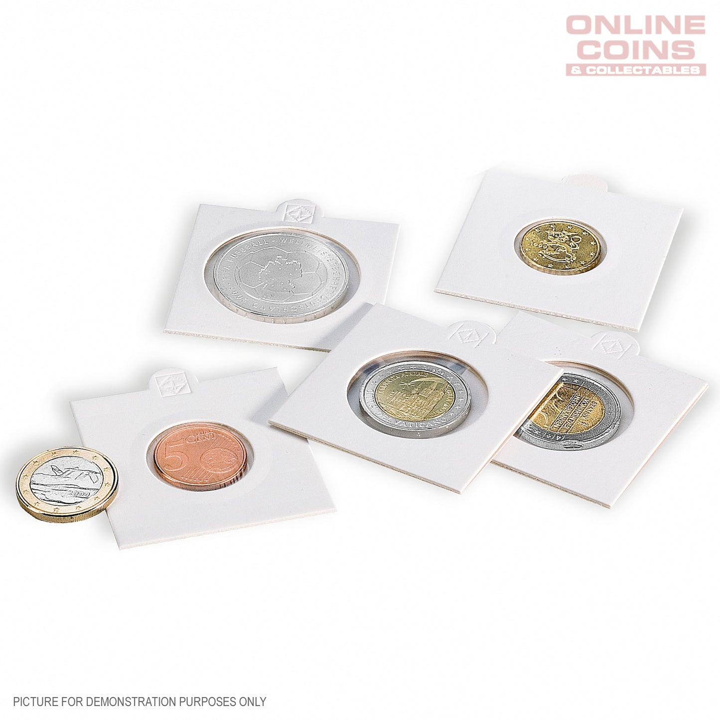 Lighthouse MATRIX WHITE  Self Adhesive Coin Holders x 100, 22.5 mm Pack of 100 (Suitable For Australian 2c and $2 Coins)