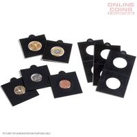 Lighthouse MATRIX BLACK 32.5mm Self Adhesive 2"x2" MATRIX Coin Holders x 25 (Suitable For Australian ROUND 50c Coins And Pennies)