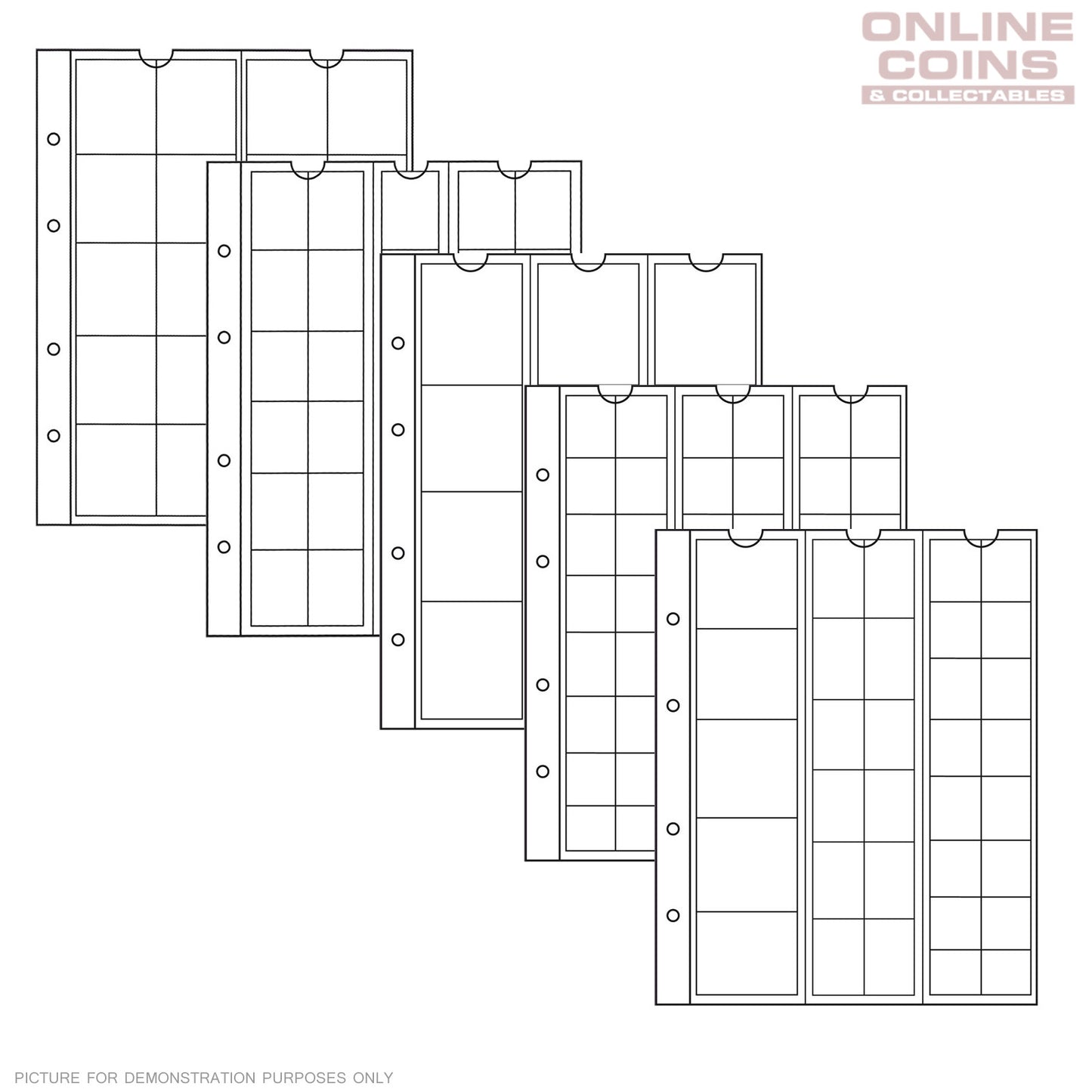 Lighthouse - Numis Assorted Clear Coin Album Pages - Packet of 5