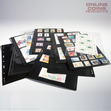 Lighthouse Vario 4 Pocket Black Banknote / Stamp Album Pages Pack of 5