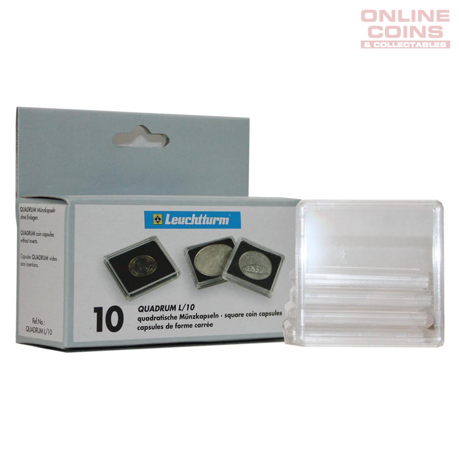 Lighthouse Quadrum Replacement Square Coin Capsules - 10 Empty Capsules