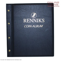 Renniks Coin Album Padded leatherette Cover Including 6 Coin Album Pages - BLUE