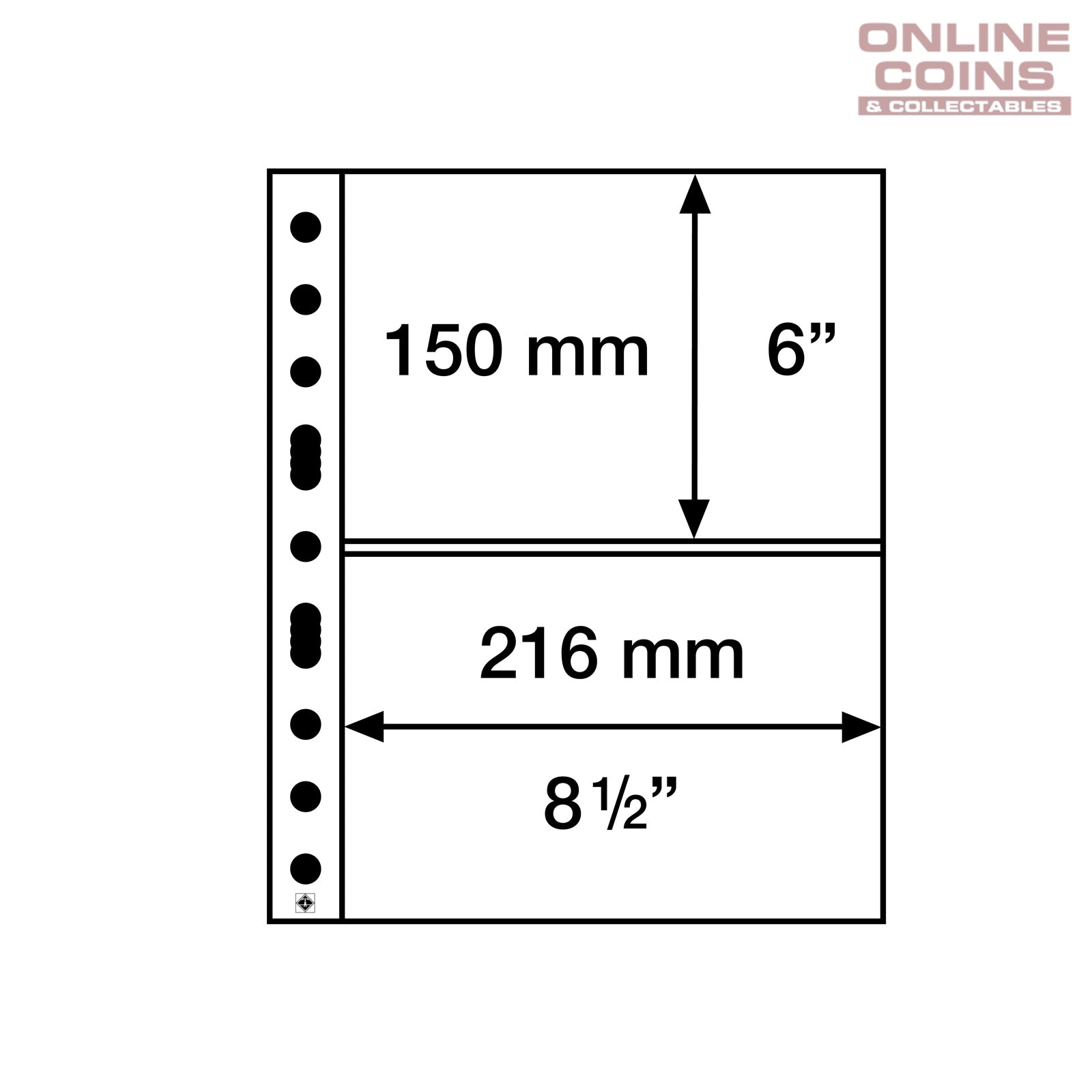 Lighthouse - SH312-2C Clear Album Pages For Banknotes and Stamps - Suits Grande albums Packet of 50