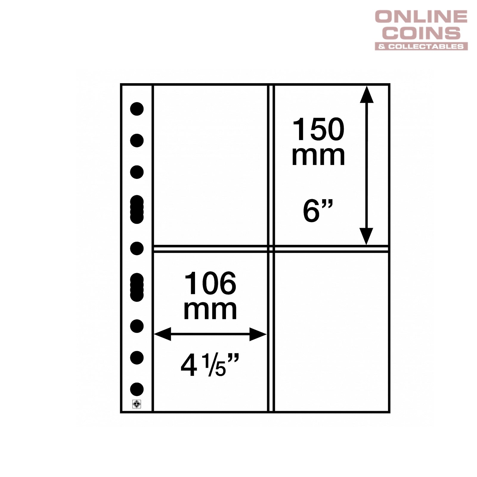 SH312-2CT Clear Album Pages For Banknotes and Stamps - Suits Grande albums Packet of 50