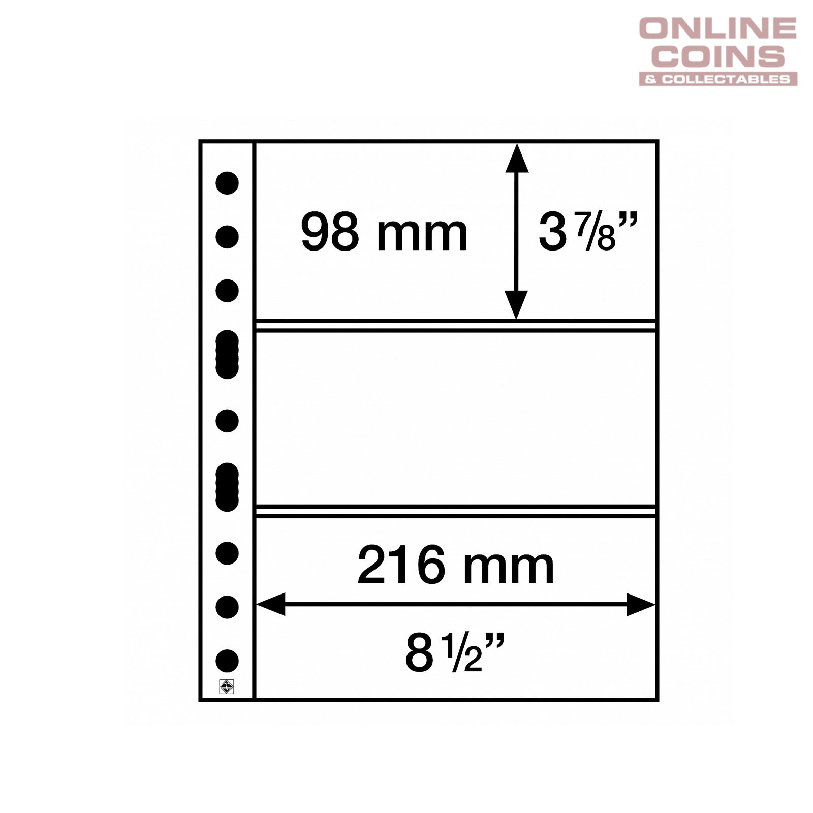 Lighthouse - SH312-3C Clear Album Pages For Banknotes and Stamps - Suits Grande albums Packet of 50