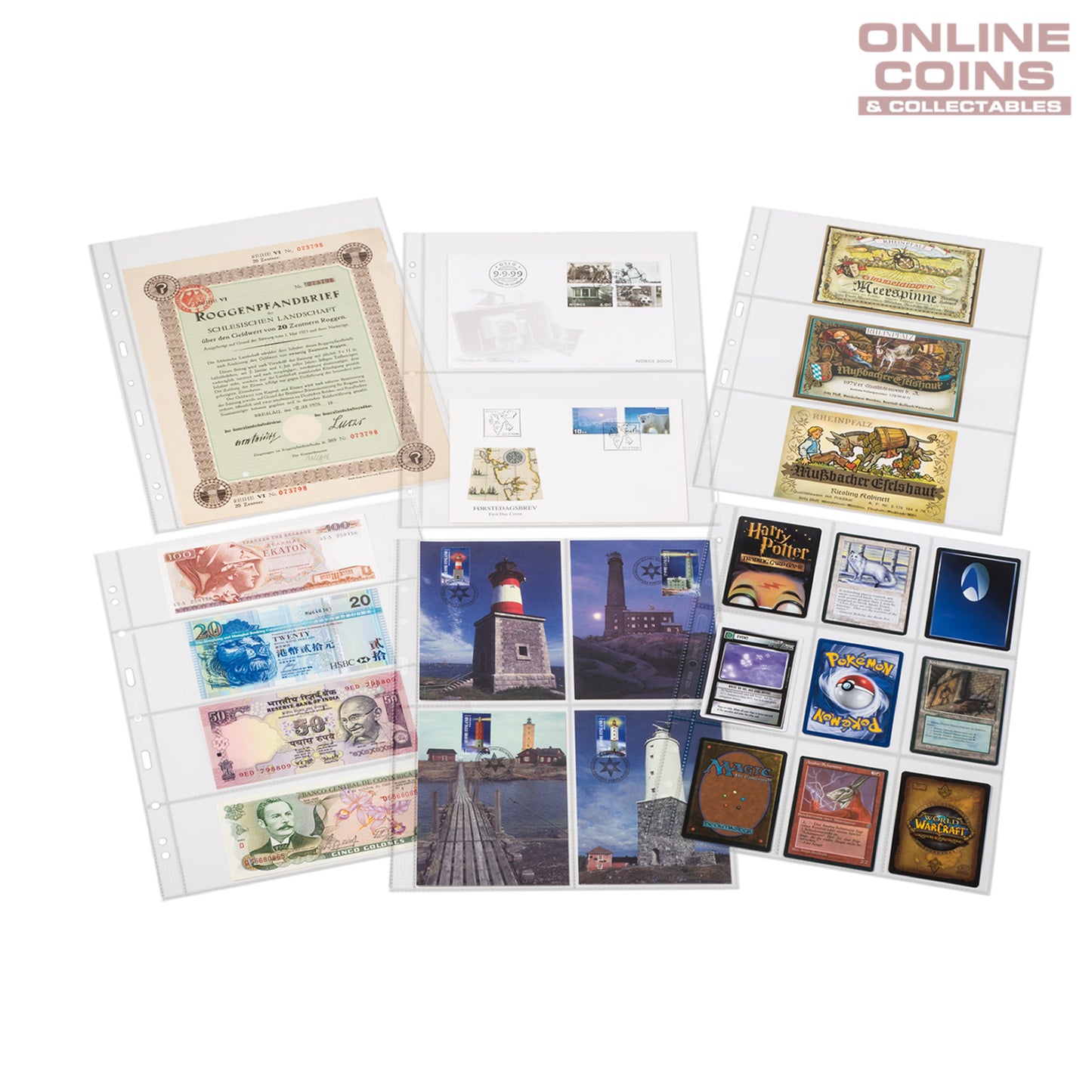 Lighthouse - SH312-1C Clear Album Pages For Banknotes and Stamps - Suits Grande Albums Packet of 50