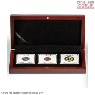 Lighthouse Volterra Timber Coin Presentation Case for Three Quadrums Capsules