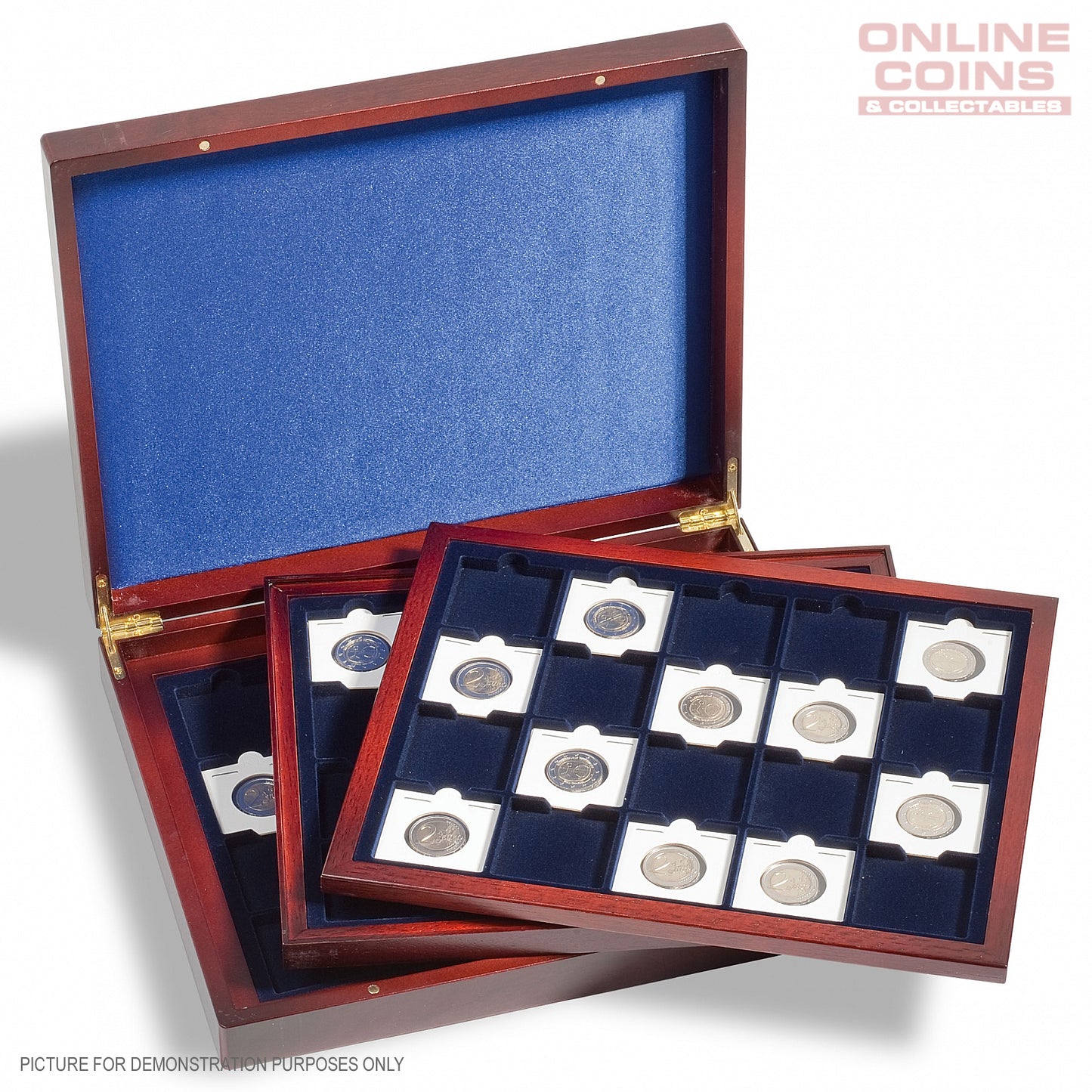 Lighthouse Volterra Trio deLuxe Presentation Case with 3 Wooden Trays - Suitable For Quadrum Capsules Or 2x2 Coin Holders.