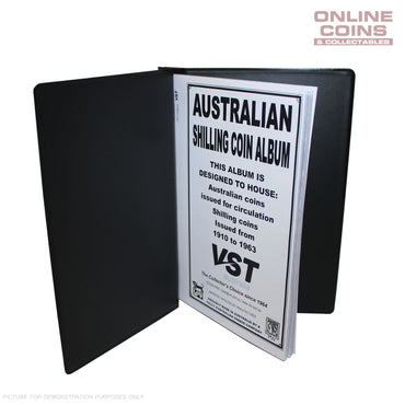 VST Australian Shilling Album 1910-1964 With Printed Mintage Interleaves BLACK
