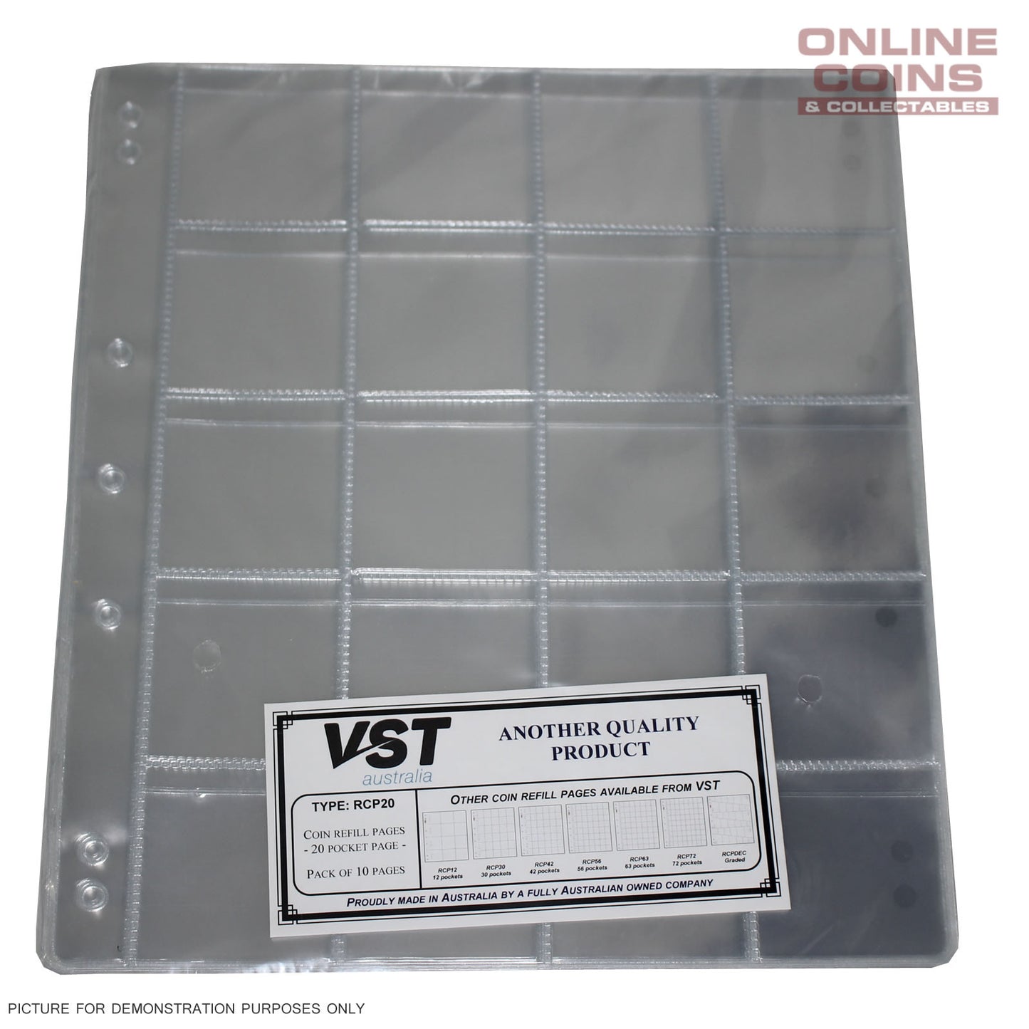 VST Coin Refill 20 Pocket Pages with Backing Pages to Suit VST Album - 10 Pages