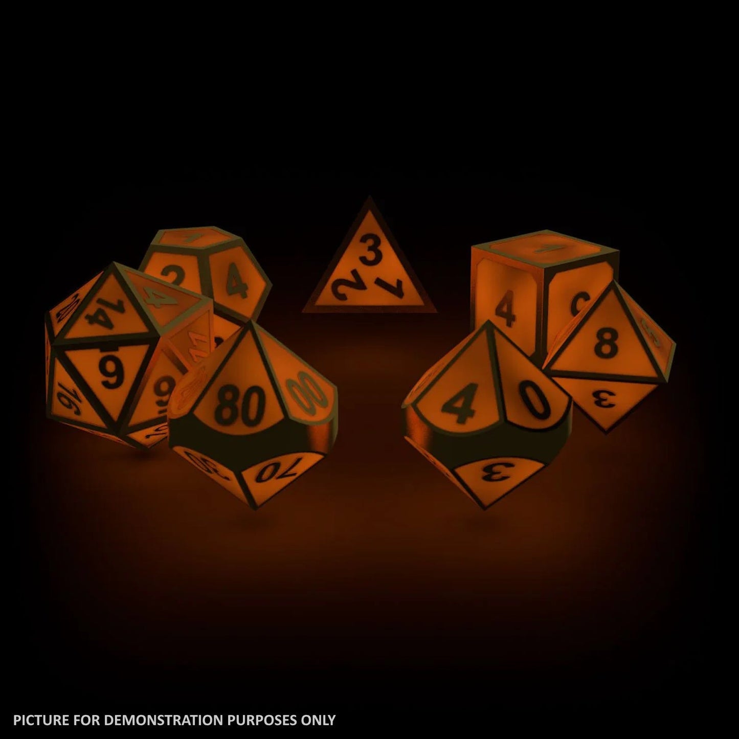 Oakie Doakie RPG Glow in the Dark Metal Dice Set (7) - GOLDEN PRINCESS